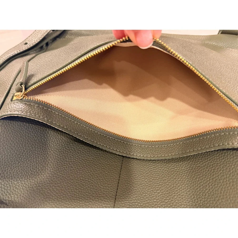 Cole Haan Grand Ambition Olive Green Pebbled Leather Backpack Bag Gold Hardware
